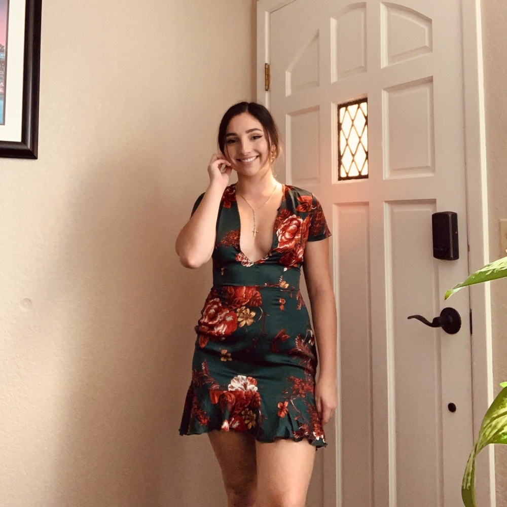 Plunged open back dress